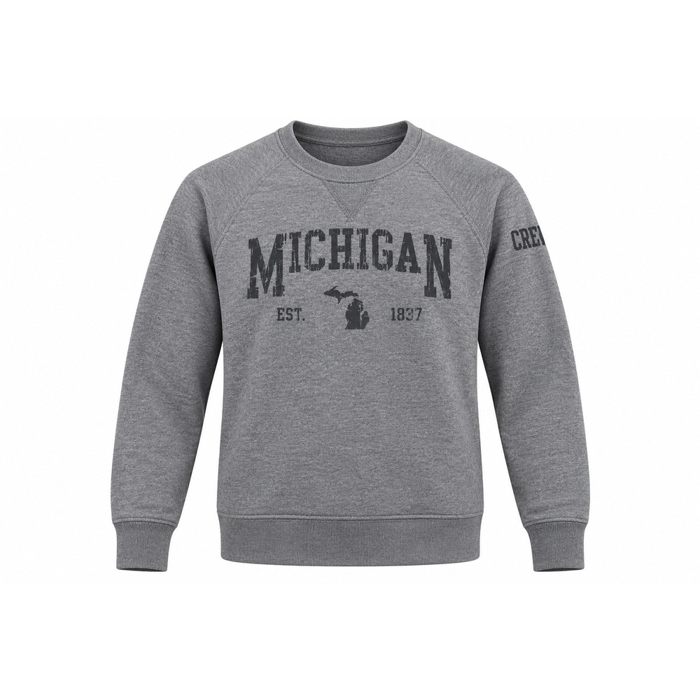 Rag Wear USA Mens Michigan Sweatshirt XL Gray Raglan Pullover retro gorpcore